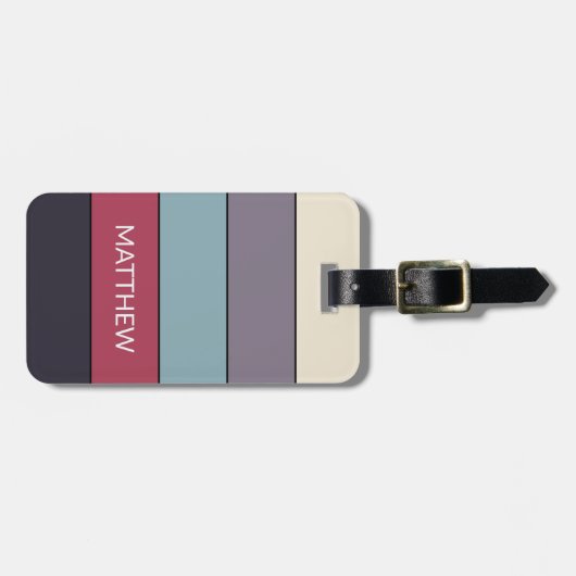 Personalisierte Farbblockstreifen Linien Kunstmust Gepäckanhänger (Vorderseite horizontal)