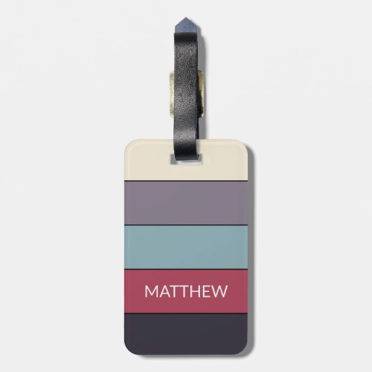 Personalisierte Farbblockstreifen Linien Kunstmust Gepäckanhänger (Rückseite vertikal)