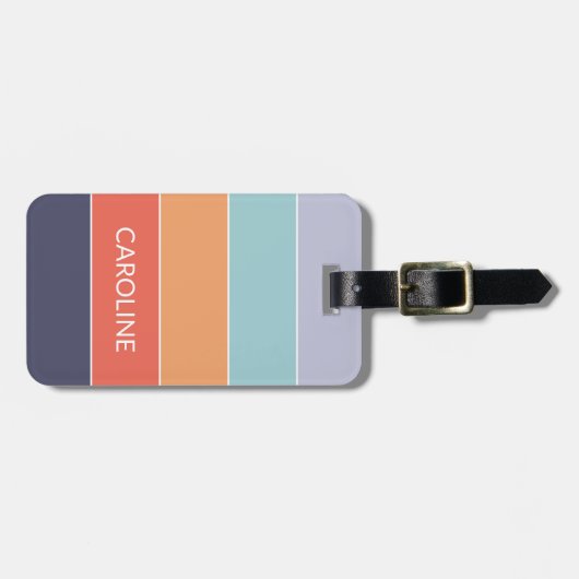 Personalisierte Farbblockstreifen Linien Kunstmust Gepäckanhänger (Vorderseite horizontal)