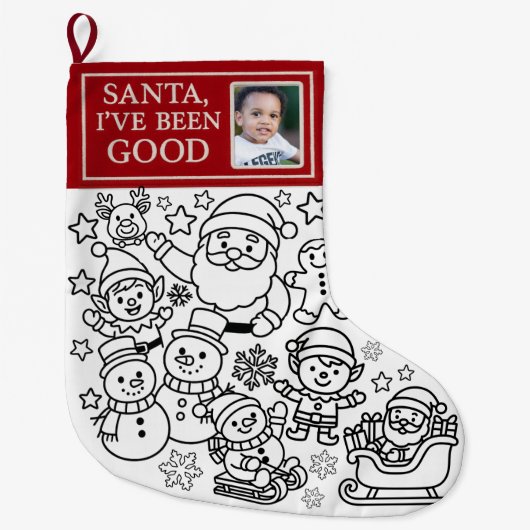 Personalisierte Farbe Ihr eigener Weihnachtsmann S Großer Weihnachtsstrumpf (Vorderseite)