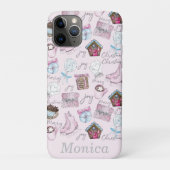 Personalisierte Farbe Rosa Weihnachtselemente Case-Mate iPhone Hülle (Rückseite)