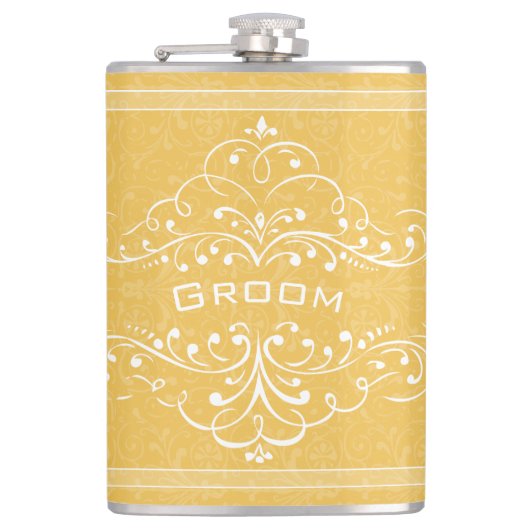 Personalisierte Farbe Vintag Geblüht Farbe Flachmann (Vorderseite)