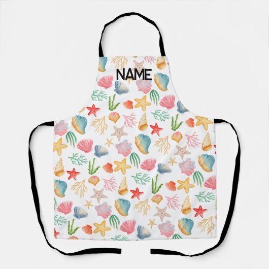 Personalisierte Farben Elegante Muschel am Meer Schürze (Vorderseite)