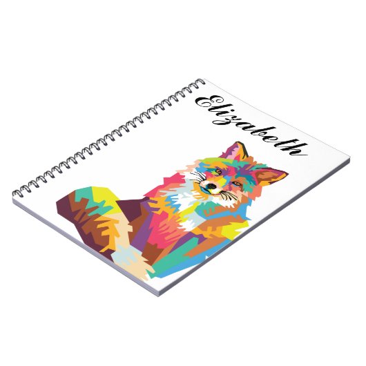 Personalisierte Farben Pop Art Fox Notebook Notizblock (Linke Seite)
