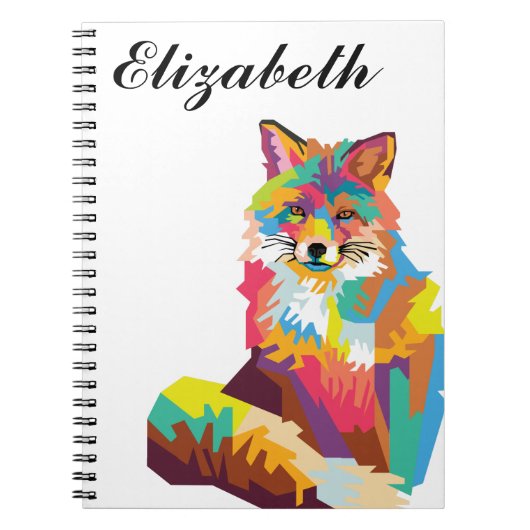 Personalisierte Farben Pop Art Fox Notebook Notizblock (Vorderseite)