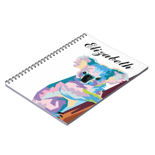 Personalisierte Farben Pop Art Koala Notebook Notizblock (Linke Seite)