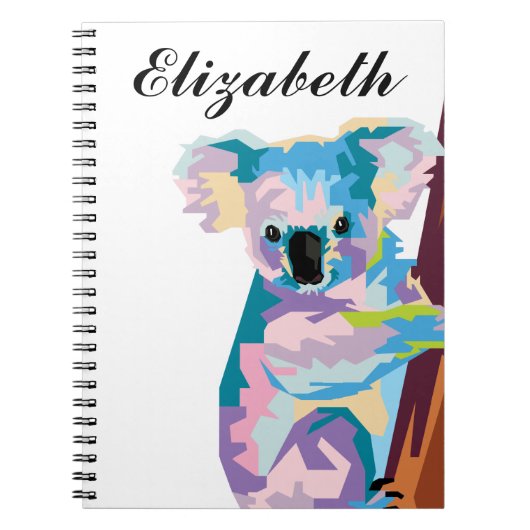 Personalisierte Farben Pop Art Koala Notebook Notizblock (Vorderseite)