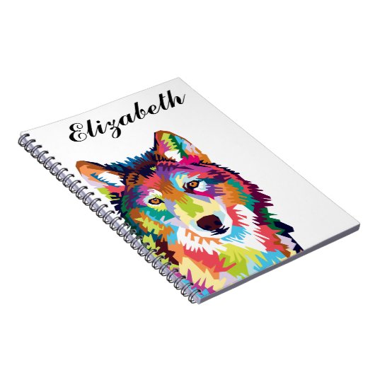Personalisierte Farben Pop Art Wolf Notebook Notizblock (Rechte Seite)