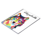 Personalisierte Farben Pop Art Wolf Notebook Notizblock (Linke Seite)