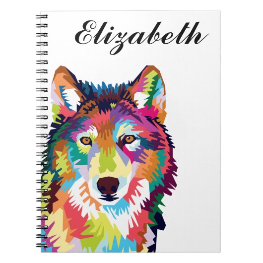 Personalisierte Farben Pop Art Wolf Notebook Notizblock (Vorderseite)