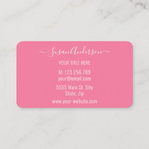 Personalisierte Farben und Schriftart Pink Busines Visitenkarte