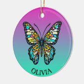 Personalisierte Farbenbläser Keramik Ornament (Links)