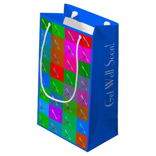 Personalisierte Farbenfrohe Abendessen Abstrakte K Kleine Geschenktüte (Rückseite Schrägansicht)