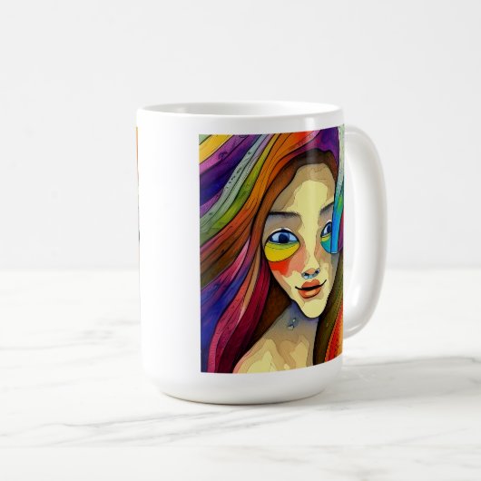 Personalisierte Farbenfrohe Abstrakte Kunst, Hübsc Kaffeetasse (VorderseiteRechts)