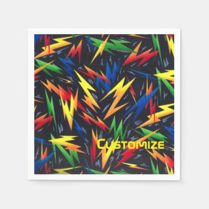 Personalisierte farbenfrohe Blitze Napkins. Serviette