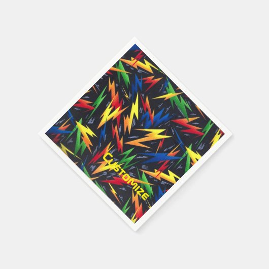Personalisierte farbenfrohe Blitze Napkins. Serviette (Ecke)