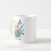 Personalisierte farbenfrohe Blume und Schmetterlin Kaffeetasse (Vorderseite Links)