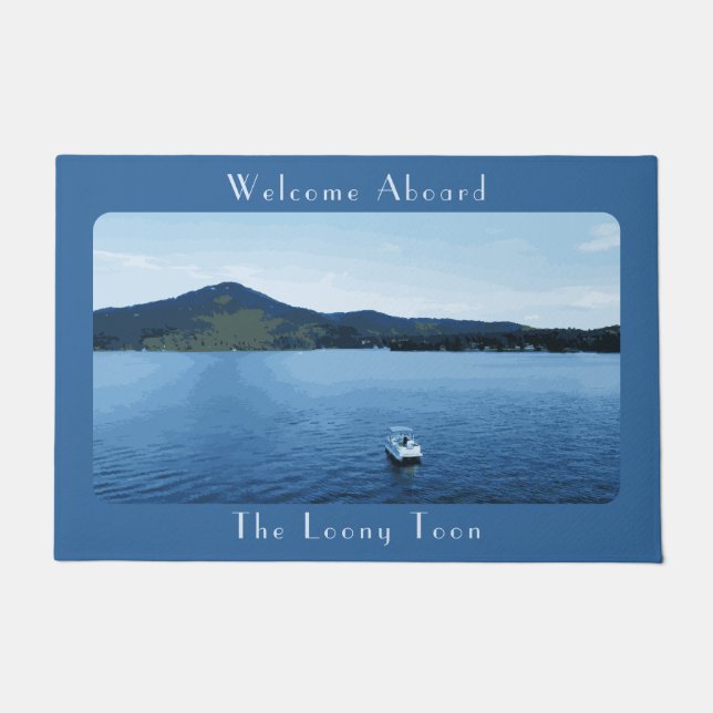 Personalisierte Farbenfrohe Bootsdekoration Fußmatte (Vorderseite)