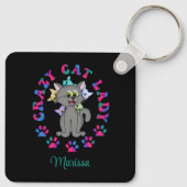 Personalisierte farbenfrohe Cat Lady Schlüsselanhänger (Rückseite)