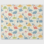 Personalisierte Farbenfrohe Dinosauriermuster Geschenkpapier (Flach)
