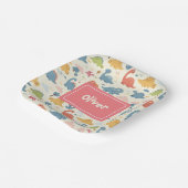 Personalisierte Farbenfrohe Dinosauriermuster Pappteller (Gewinkelt)