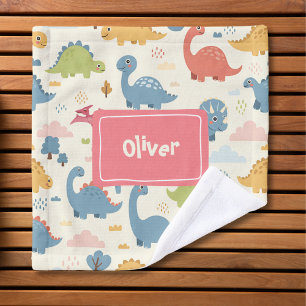 Personalisierte Farbenfrohe Dinosauriermuster Waschlappen