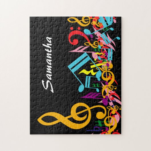 Personalisierte, farbenfrohe Jumbled-Musiknoten au Puzzle (Vertikal)