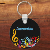 Personalisierte, farbenfrohe Jumbled-Musiknoten au Schlüsselanhänger (Vorderseite)