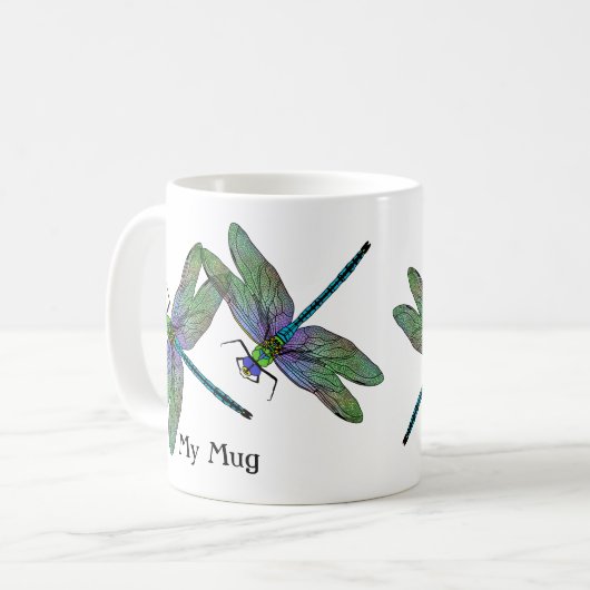 Personalisierte farbenfrohe Kaiserdrachenfliegen Kaffeetasse (Vorderseite Links)