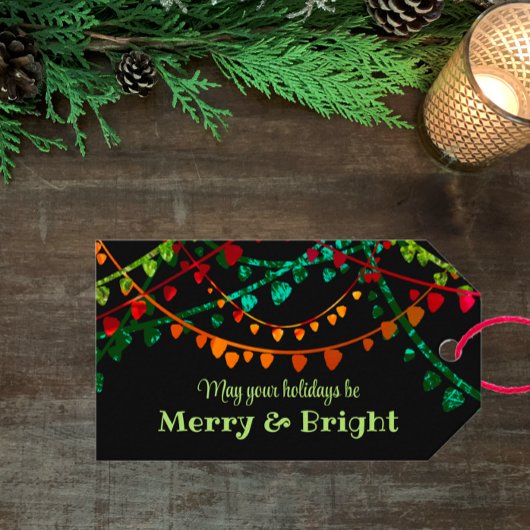 Personalisierte Farbenfrohe Lichter Weihnachten Geschenkanhänger