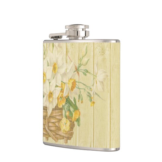 Personalisierte, farbenfrohe Narzissen Flachmann (Links)