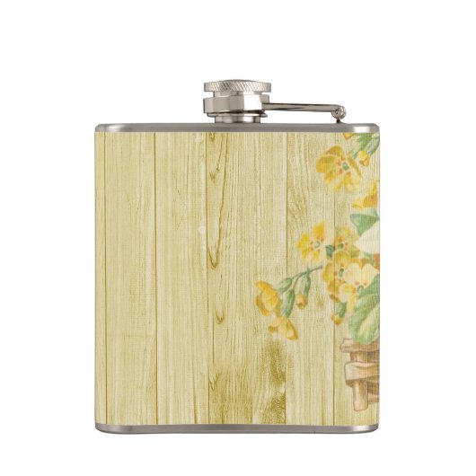 Personalisierte, farbenfrohe Narzissen Flachmann (Rückseite)