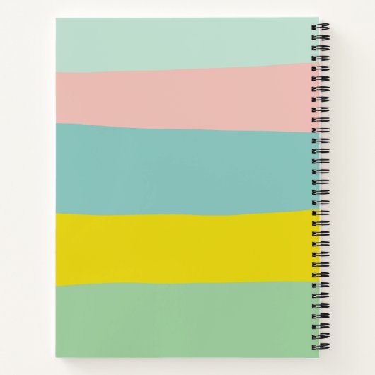 Personalisierte, farbenfrohe Pastell Stripes Schoo Notizblock (Rückseite)