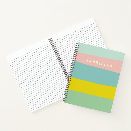 Personalisierte, farbenfrohe Pastell Stripes Schoo Notizblock (Innenseite)