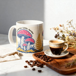 Personalisierte farbenfrohe Pilz-Volkskunst-Linols Jumbo-Tasse