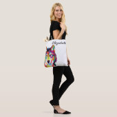 Personalisierte Farbenfrohe Pop Art Wolf Tasche (Am Model)