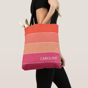 Personalisierte farbenfrohe Sommer-Streifen-Kunst Tasche