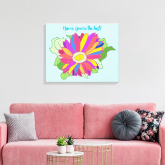 Personalisierte, farbenfrohe Sonnenblumen-Autogram Leinwanddruck