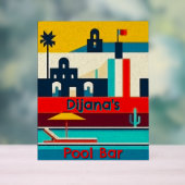 Personalisierte, farbenfrohe, surreale Strandgesta Acrylschild (Neutral)