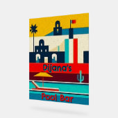 Personalisierte, farbenfrohe, surreale Strandgesta Acrylschild (Winkel)