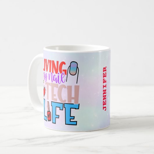 Personalisierte Farbenfrohe Tasse des Nageltechnik (Vorderseite Links)