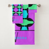 Personalisierte Farbenfrohe Tropenschildkrötenmono Badhandtuch Set (Insitu)