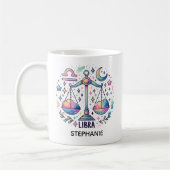 Personalisierte farbenfrohe Waage-Sternzeichen-Ast Kaffeetasse (Links)