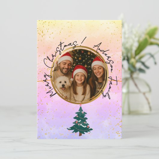 Personalisierte farbenfrohe Weihnachten (Stehend Vorderseite)