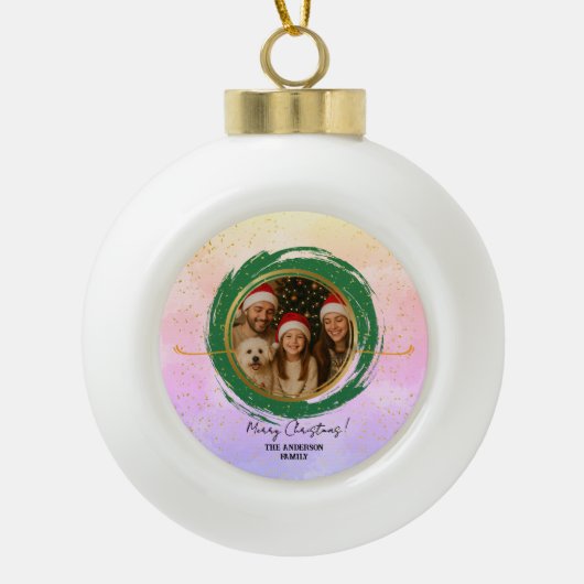 Personalisierte farbenfrohe Weihnachten Keramik Kugel-Ornament (Vorderseite)