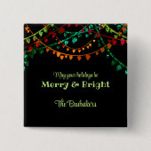 Personalisierte, farbenfrohe Weihnachtsbeleuchtung Button (Vorderseite)