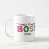 Personalisierte farbenfrohe Welt als beste Boss-Ta Kaffeetasse (Links)