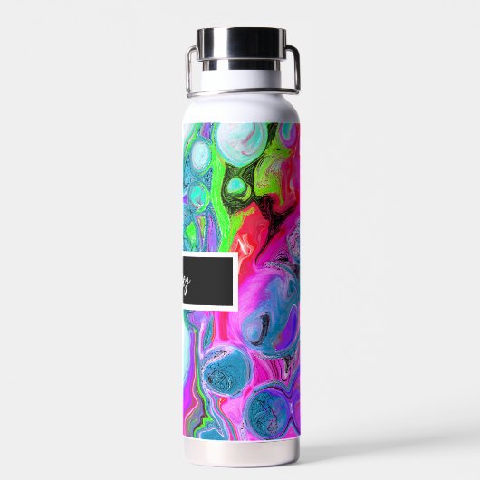 Personalisierte farbenfrohe Wirbel Marmorwasser Ku Trinkflasche (Rückseite)