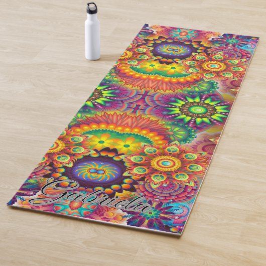 Personalisierte farbenfrohe Yogamatte – Schöne Äst (Beispiel)
