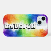 Personalisierte Farbexplosion iPhone 15 Hülle (Rückseite (Horizontal))